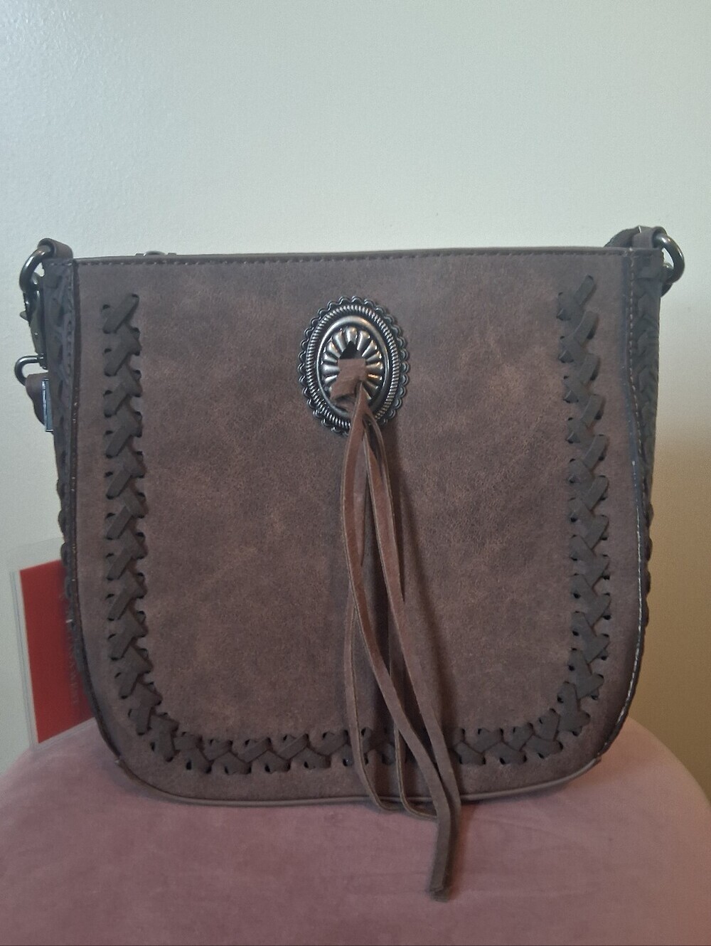 Montana West Tooled Whipstitch Coffee Crossbody Bag - Picture 2 of 11